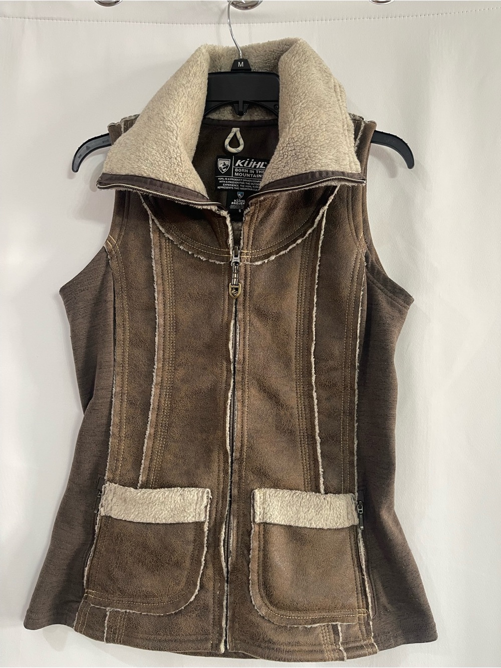 Kuhl Dani Sherpa Vest brown women’s small hiking vest warm vest shearling vest
